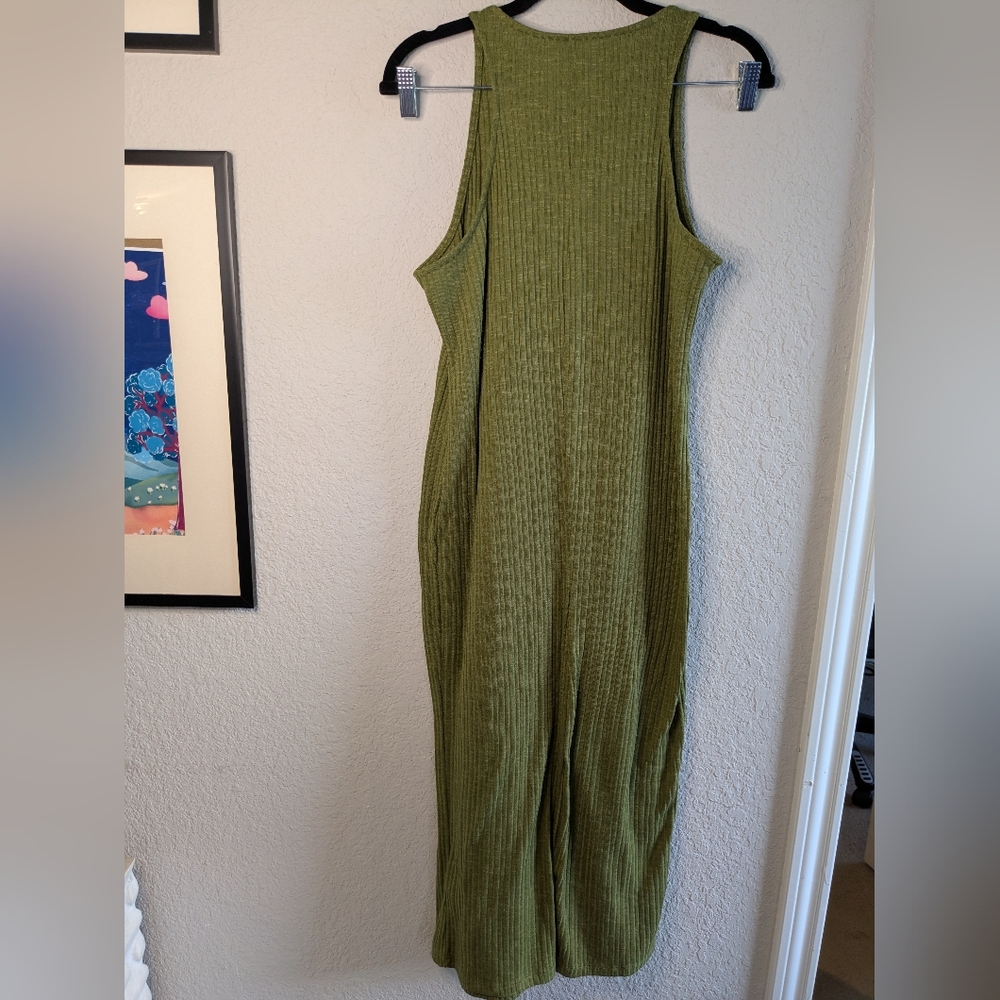 Primark Cares Olive Green Sleeveless Maxi Dresssize 8 Excellent Ribbed Knit - Picture 2 of 7